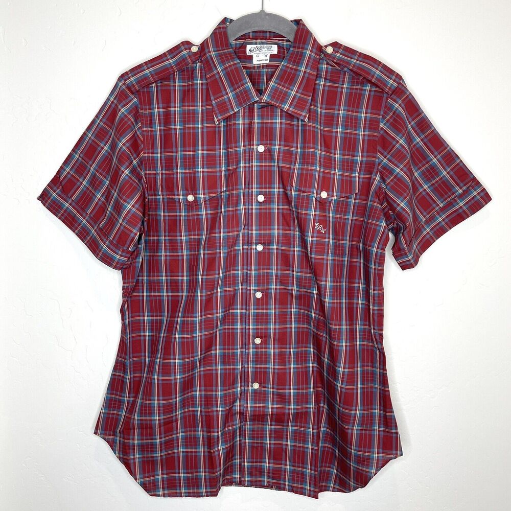 Vtg Nat Wise 1984 Sunset Strip Custom Button Down Shirt Hollywood Mens L Plaid